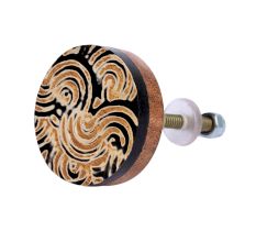 Brown and Black Wooden Round Cabinet Knobs